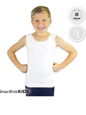 Kids white compression sensory regulation seamless Tank Top smartknitkids 3 pack